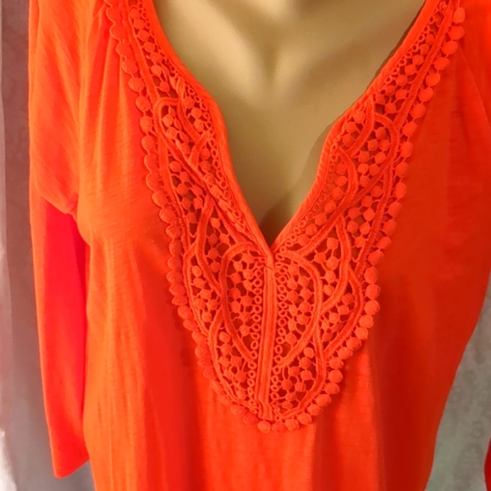 J Crew Orange Decorative Top XL